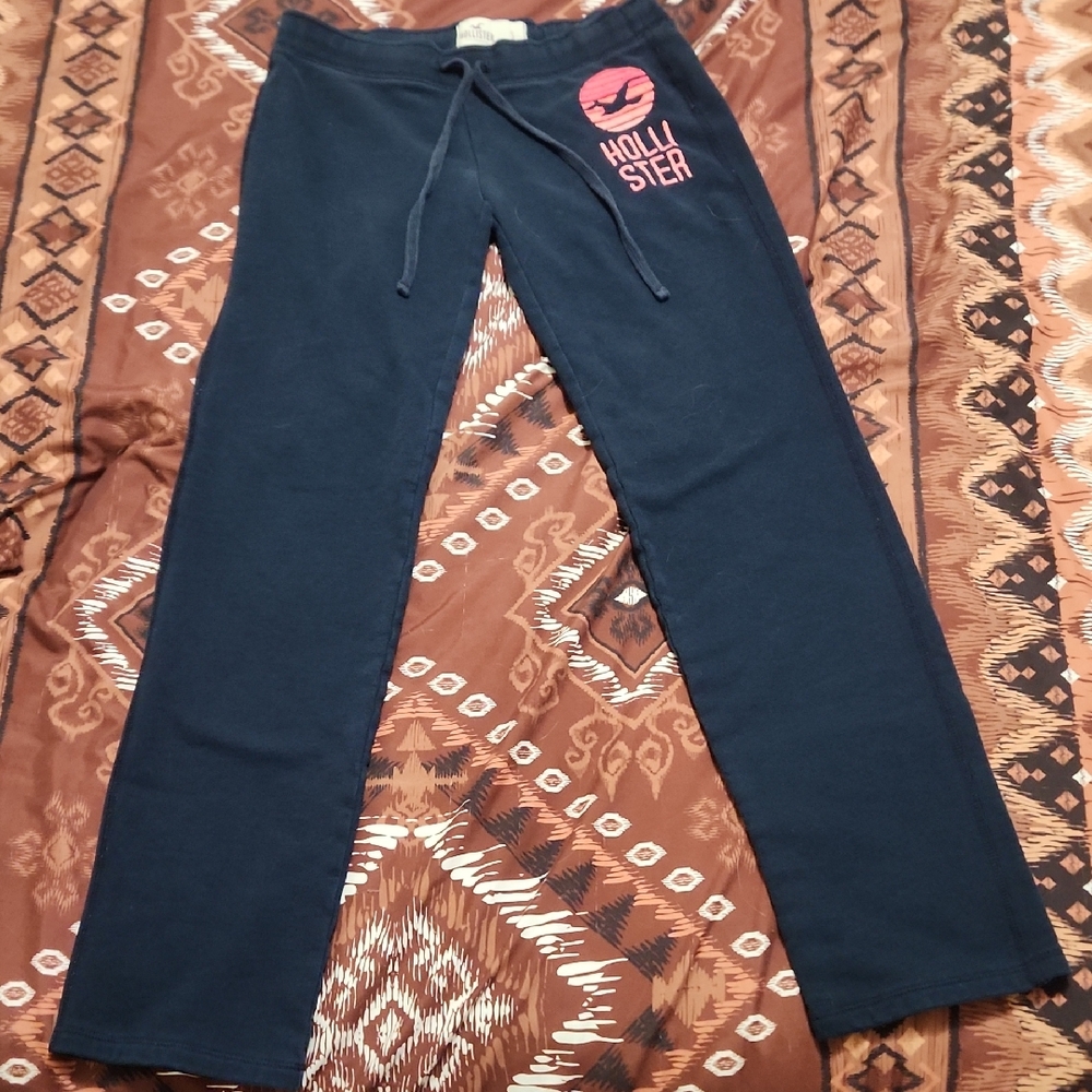 Hollister Kids Navy Joggers with Pink Emblem
